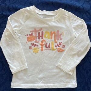 Kids White Thankful Long Sleeve Shirt
